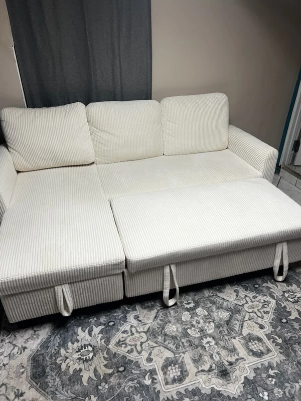 Beige Sofa Bed with Storage - photo 3