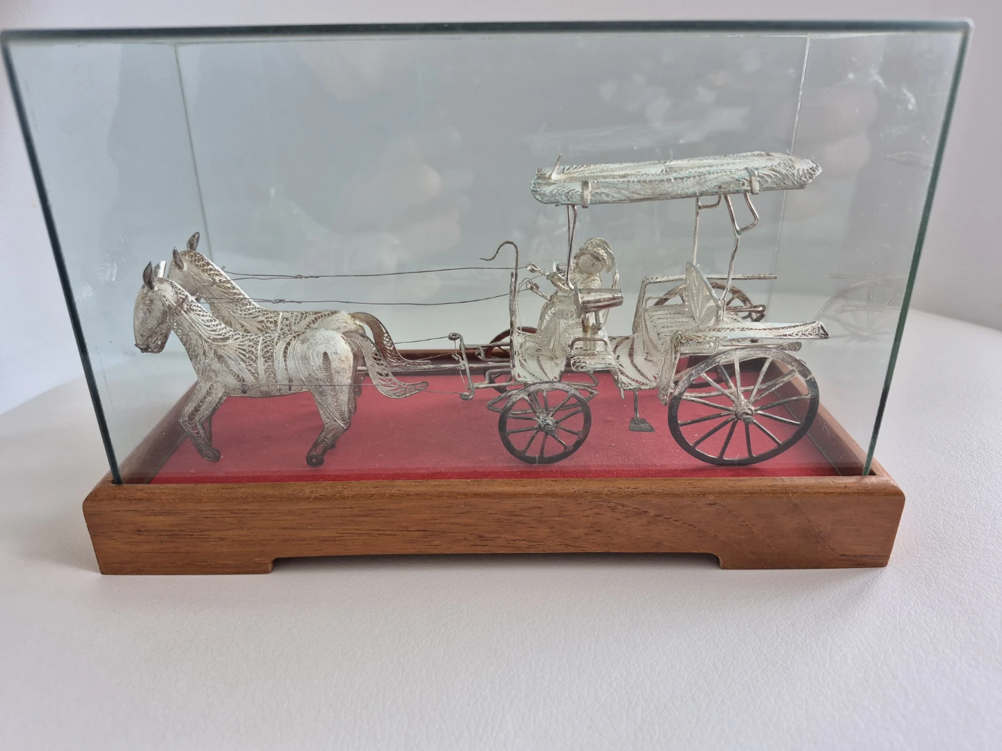 Vintage 925 Sterling Silver Filigree Horse & Carriage - photo 4