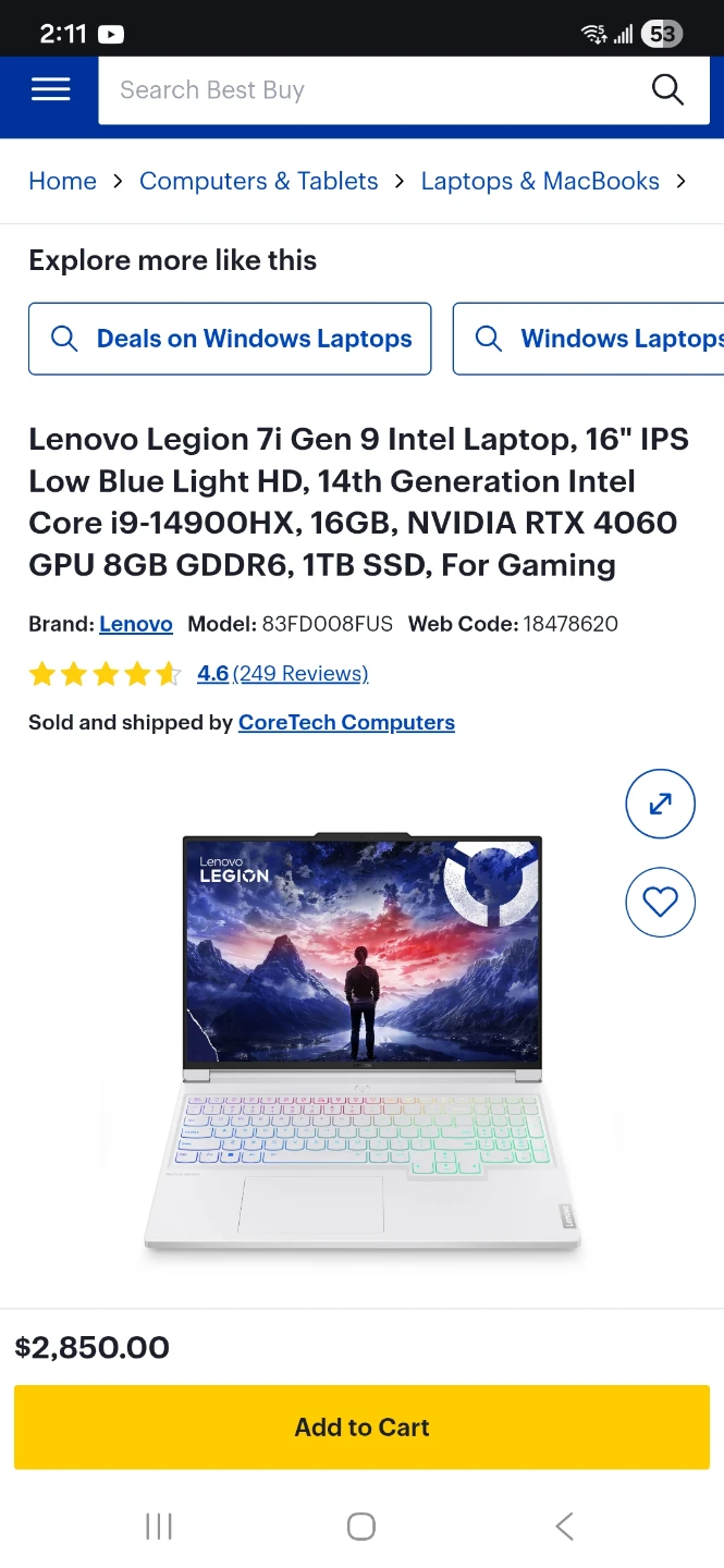Lenovo Legion 7i Gen 9 Intel Laptop - photo 2