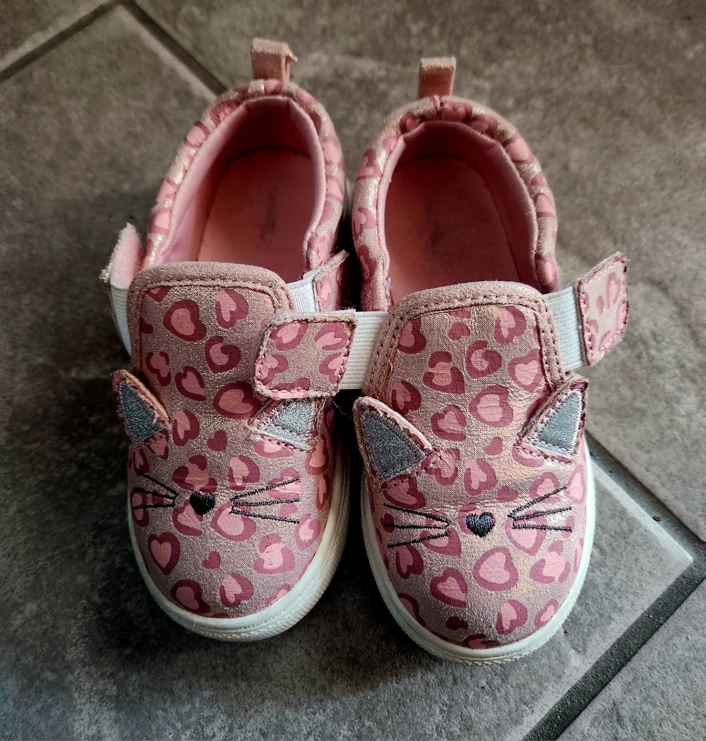 Toddler Pink Cat Slip-On Shoes - Size 8