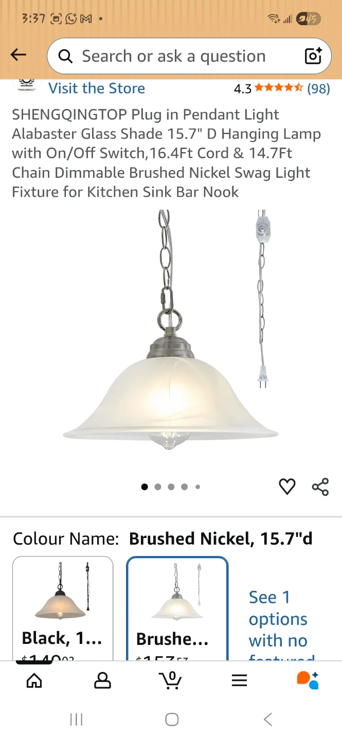 Alabaster Glass Shade Pendant Light