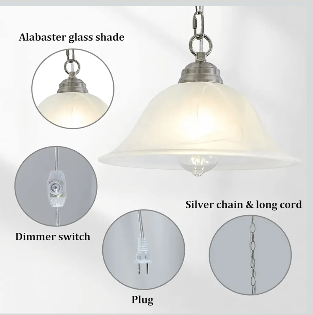 Alabaster Glass Shade Pendant Light - photo 5