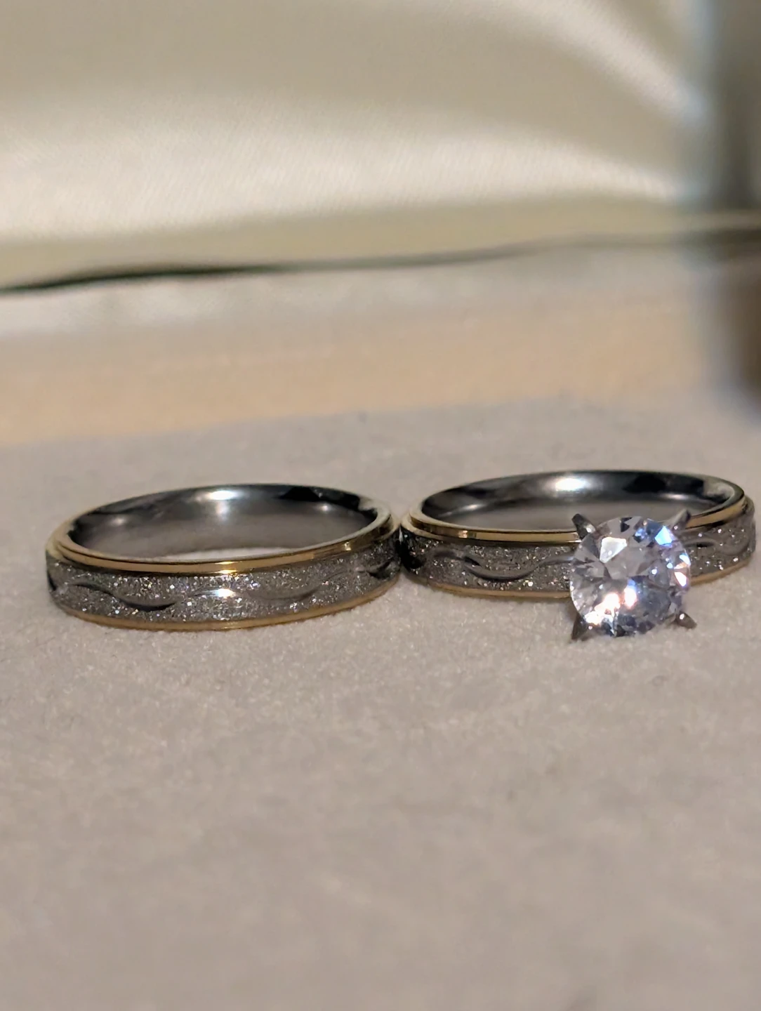 Woman's Wedding Ring Set with CZ Engagement Ring
