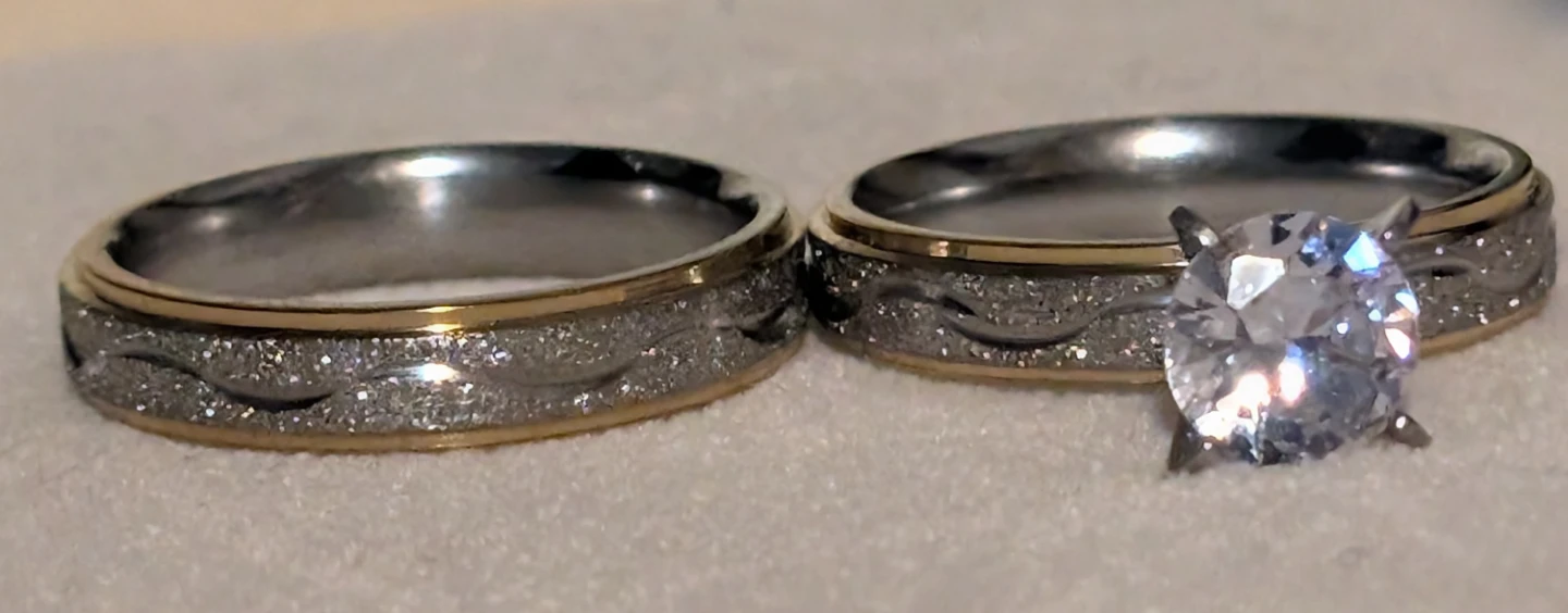 Woman's Wedding Ring Set with CZ Engagement Ring - photo 2