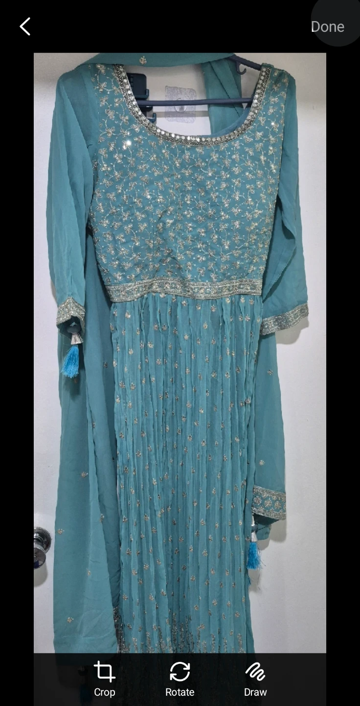 Teal Embellished Anarkali Dress