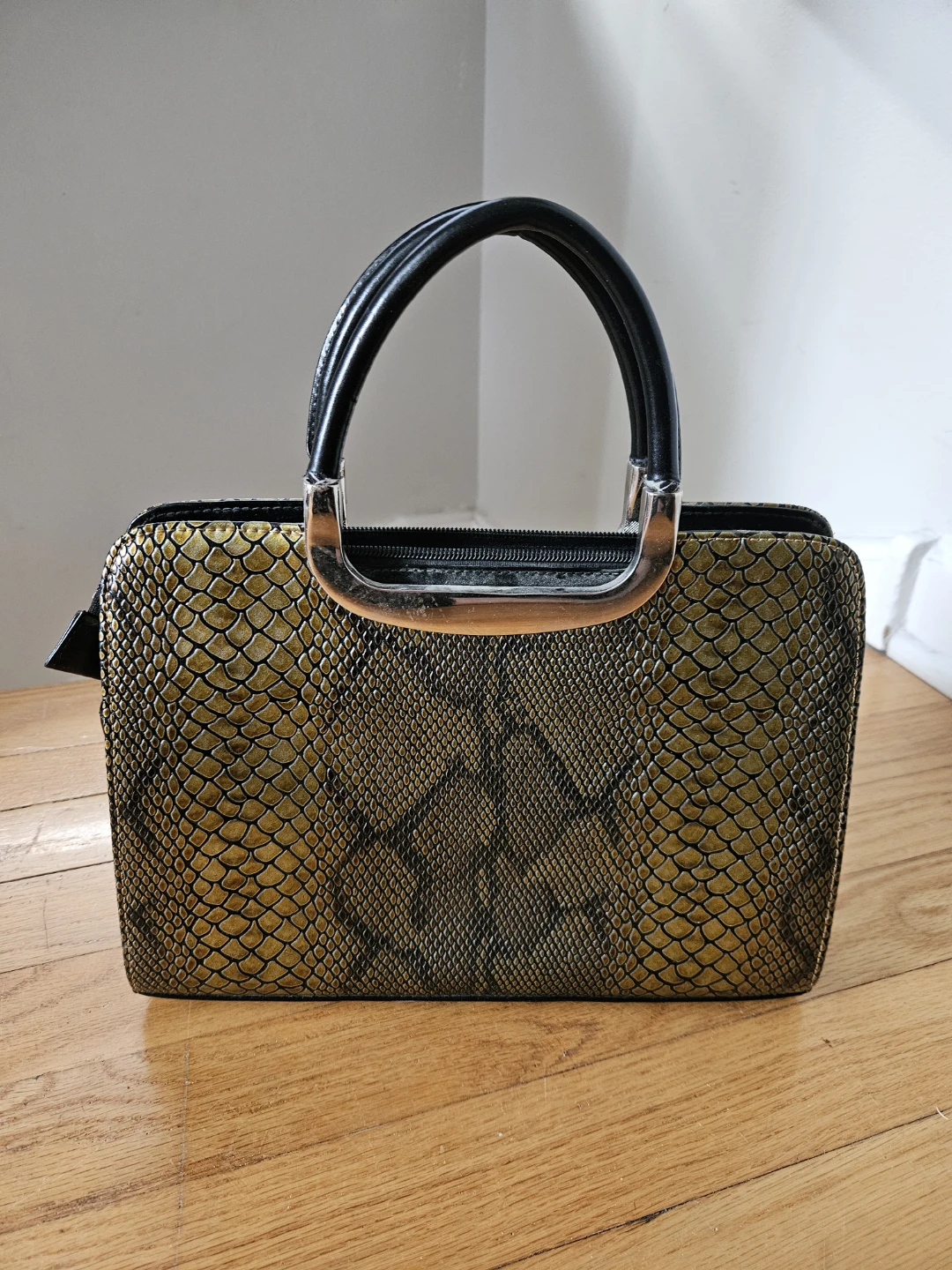 Vintage Snakeskin Print Handbag