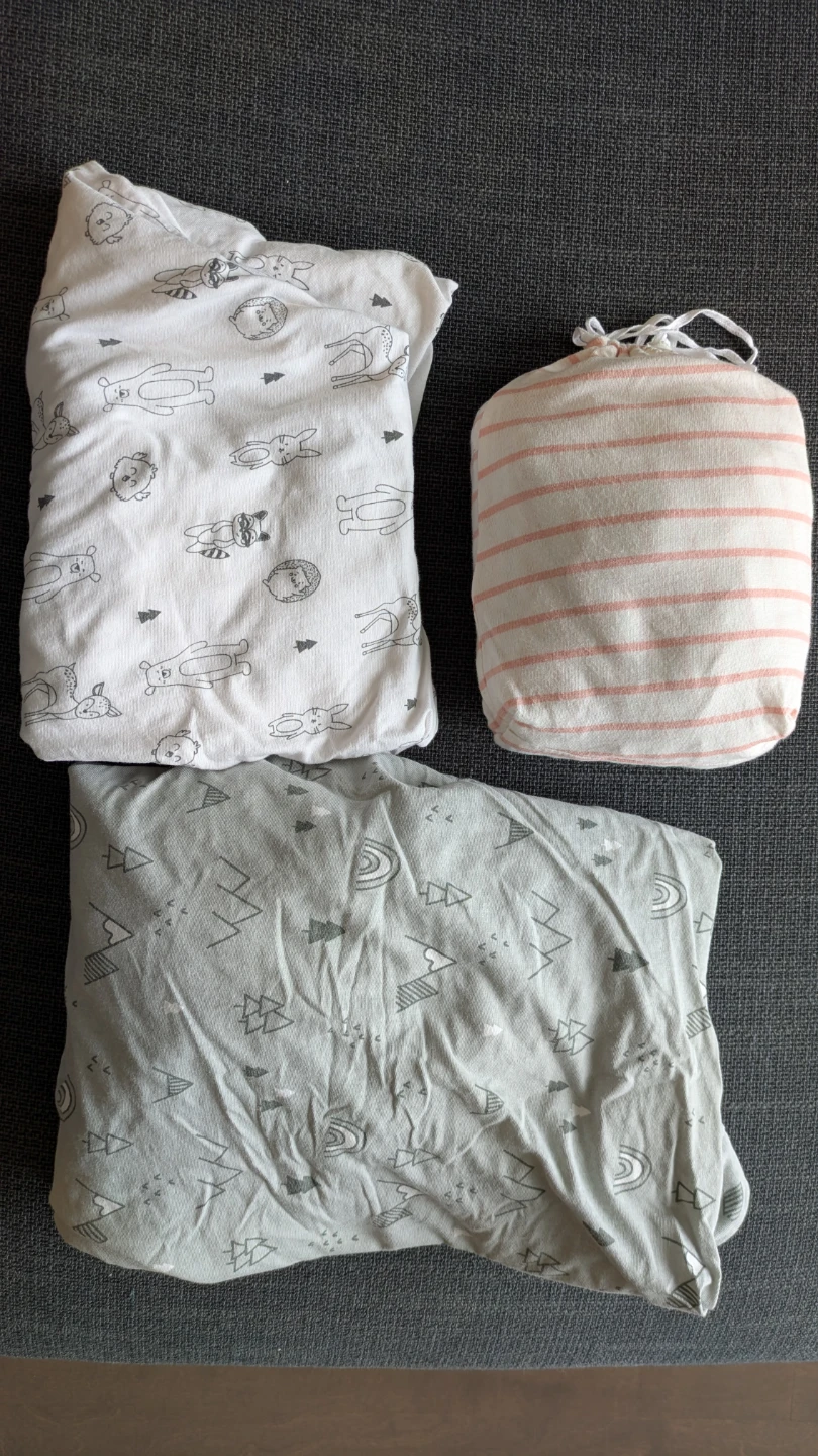 Set of 3 Baby Fitted Crib Sheets, 100% cotton