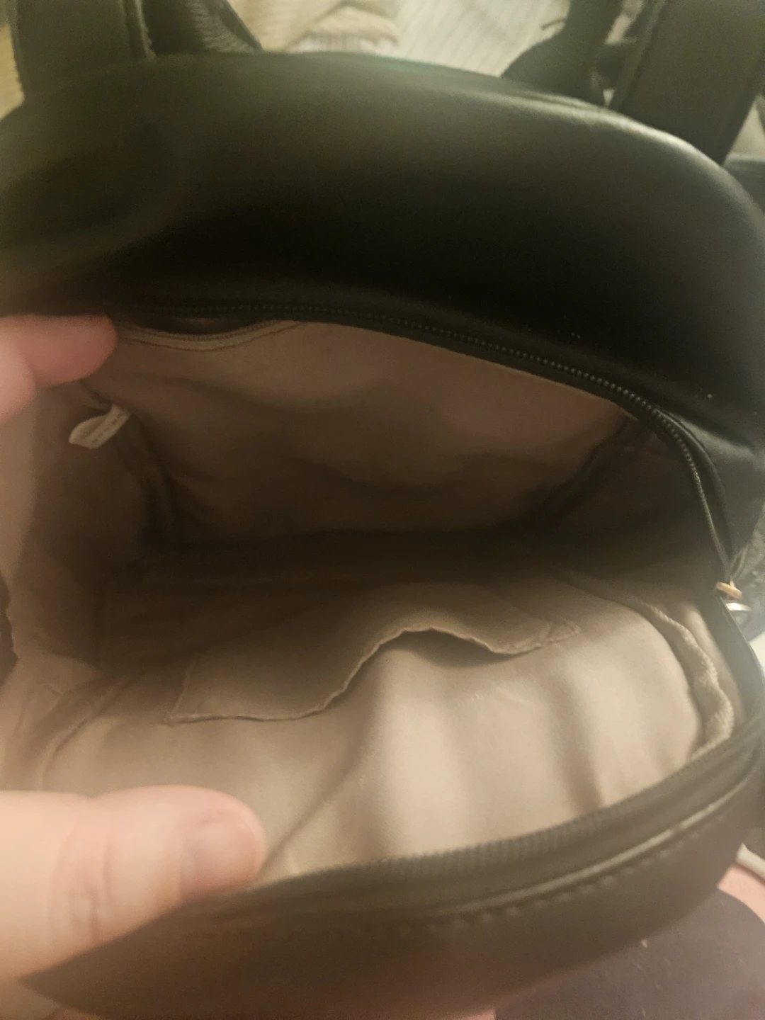 Black faux leather backpack with heart details - photo 2