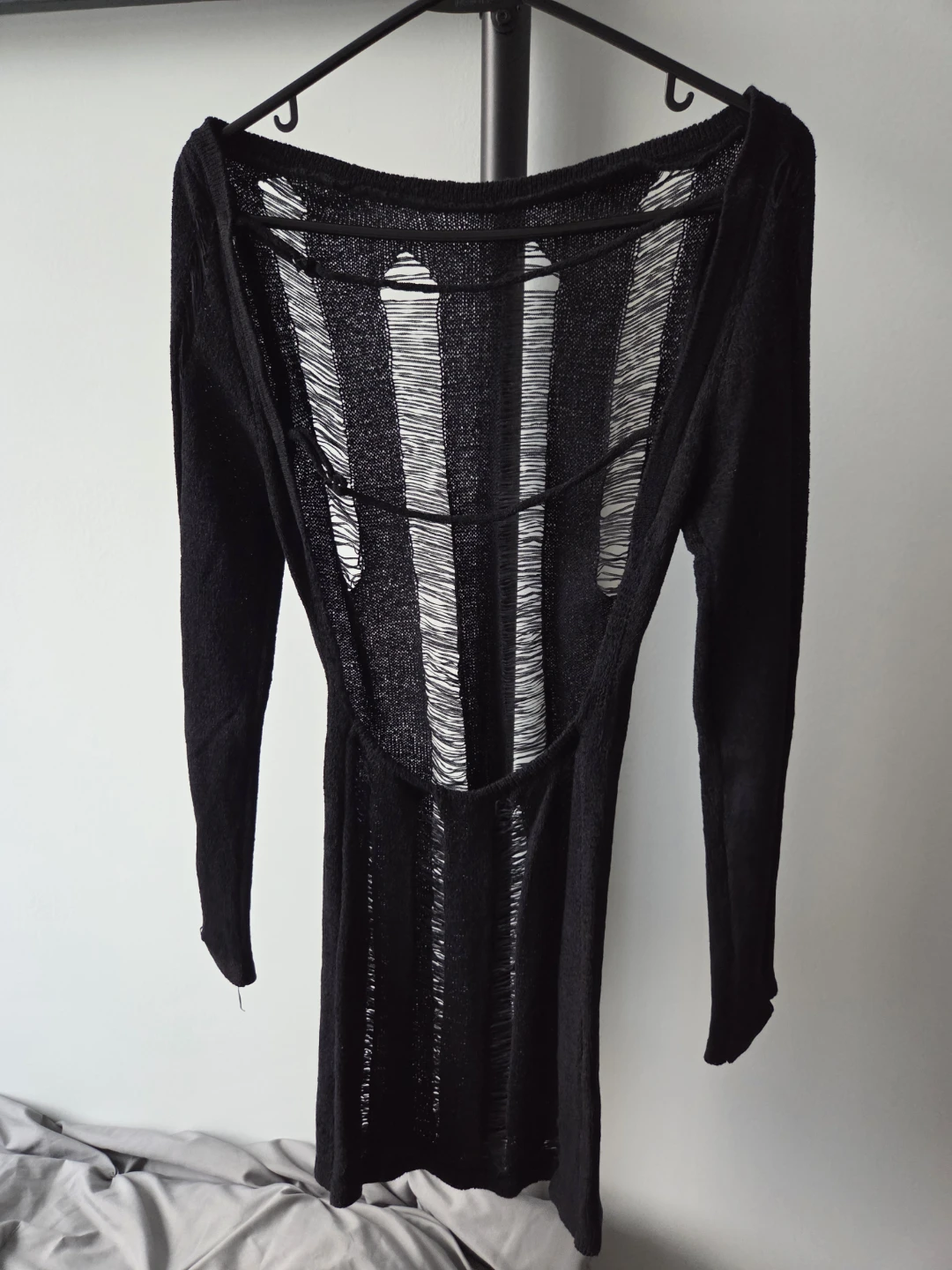 Black Ripped Knit Sweater Dress - photo 2