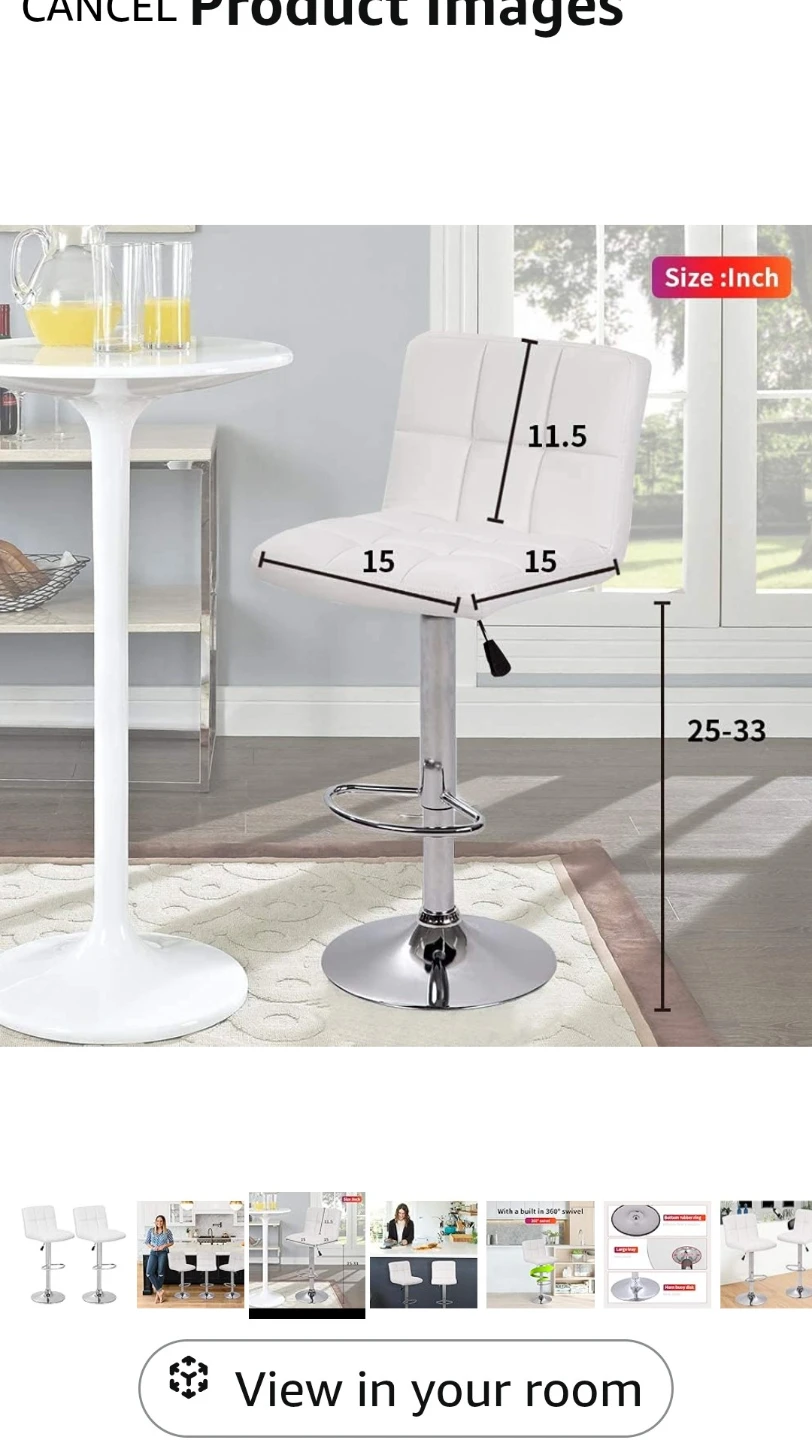 Ruesleag Set of 2 White PU Leather Bar Stools - photo 5