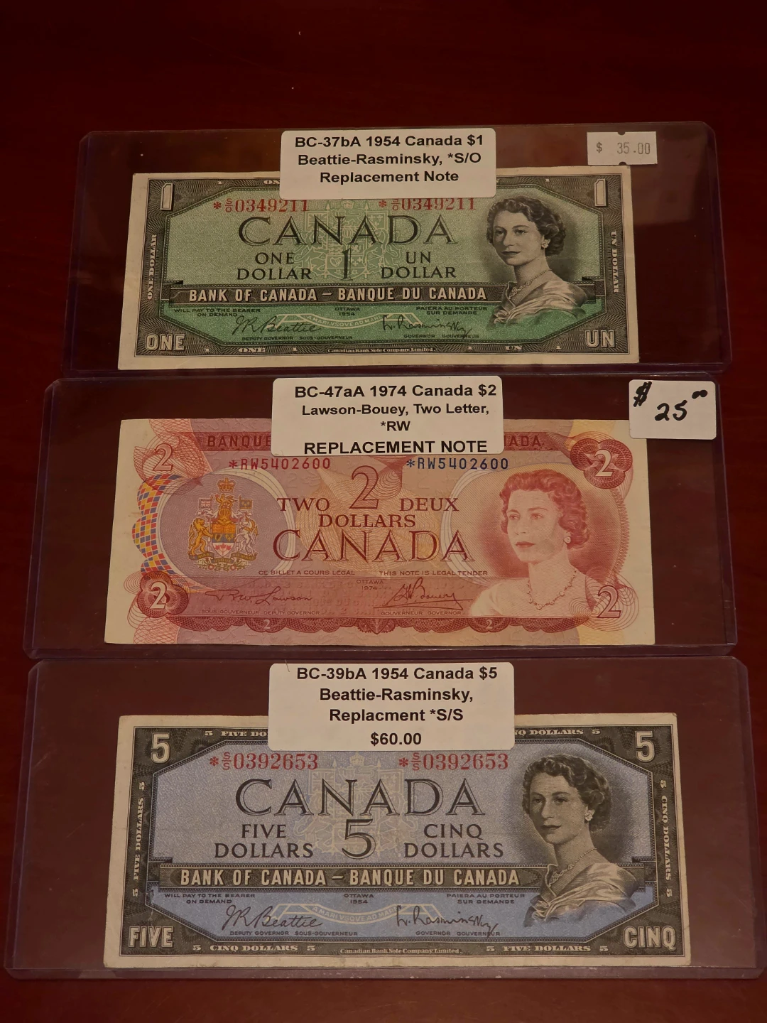Vintage Canadian Star replacement Bank Notes