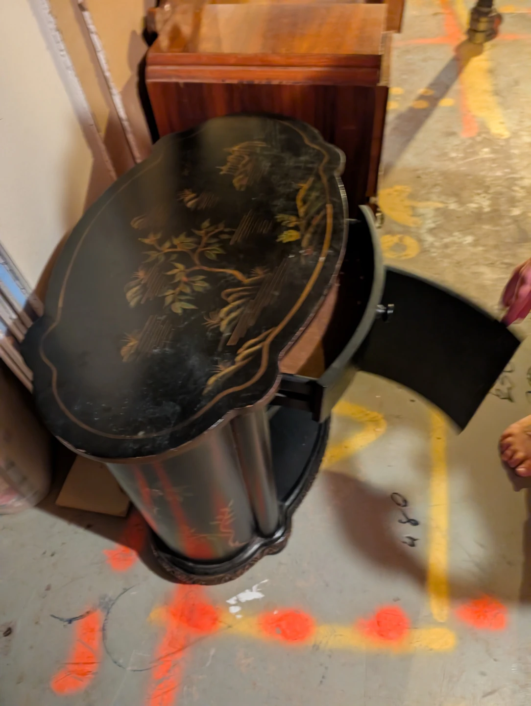 Black Oriental Style End Table