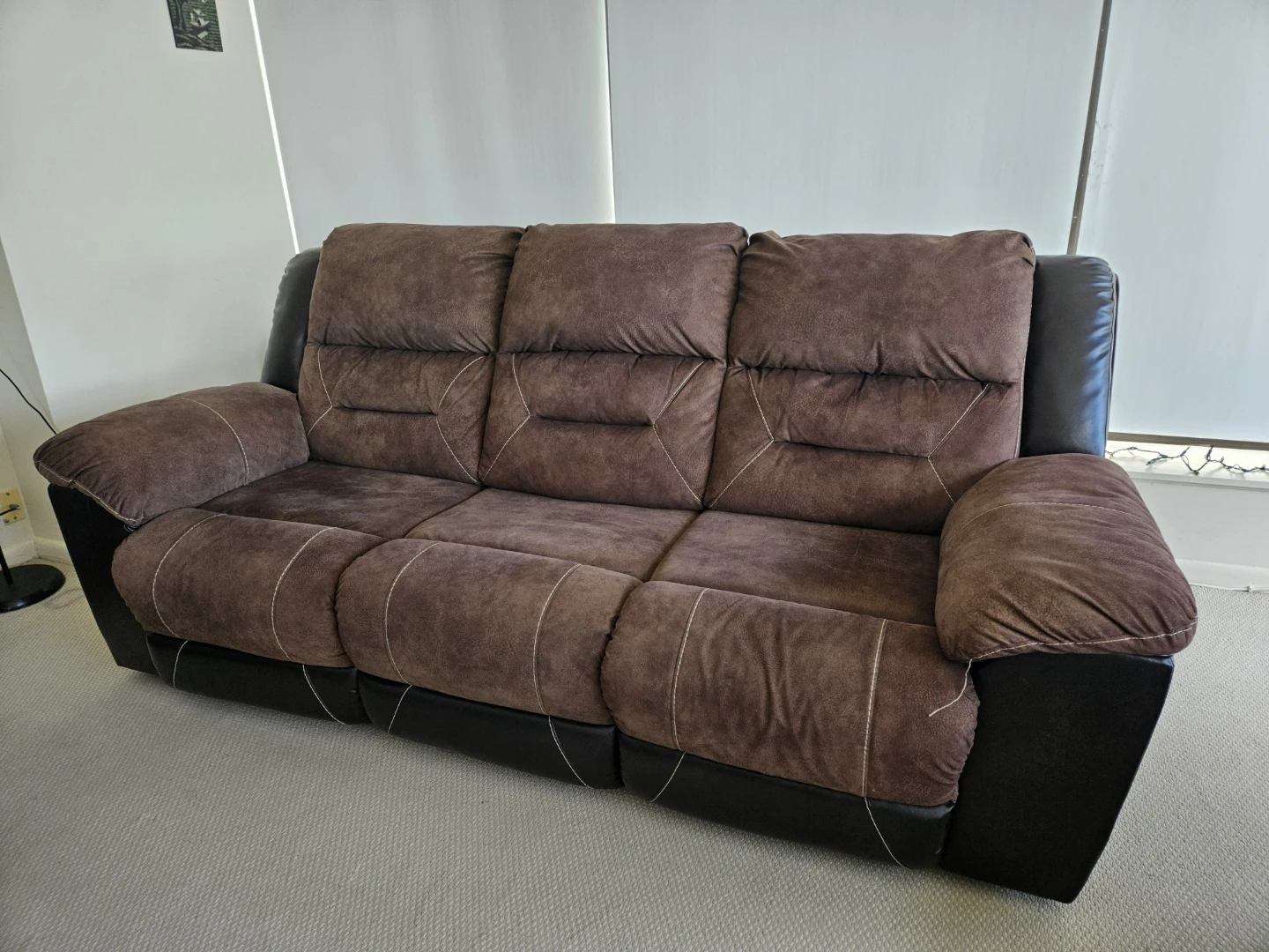 Suede Brown Sofa - 3 Seater - photo 2