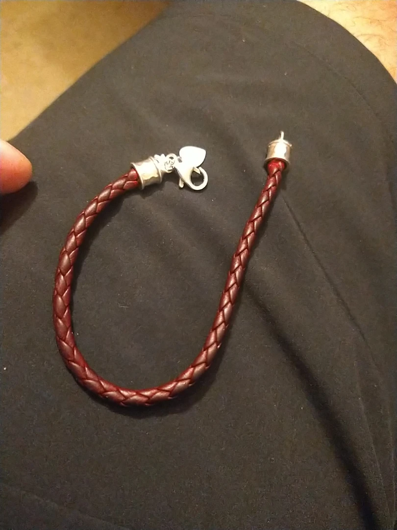 Sterling silver and Leather Bracelet 7.5 "