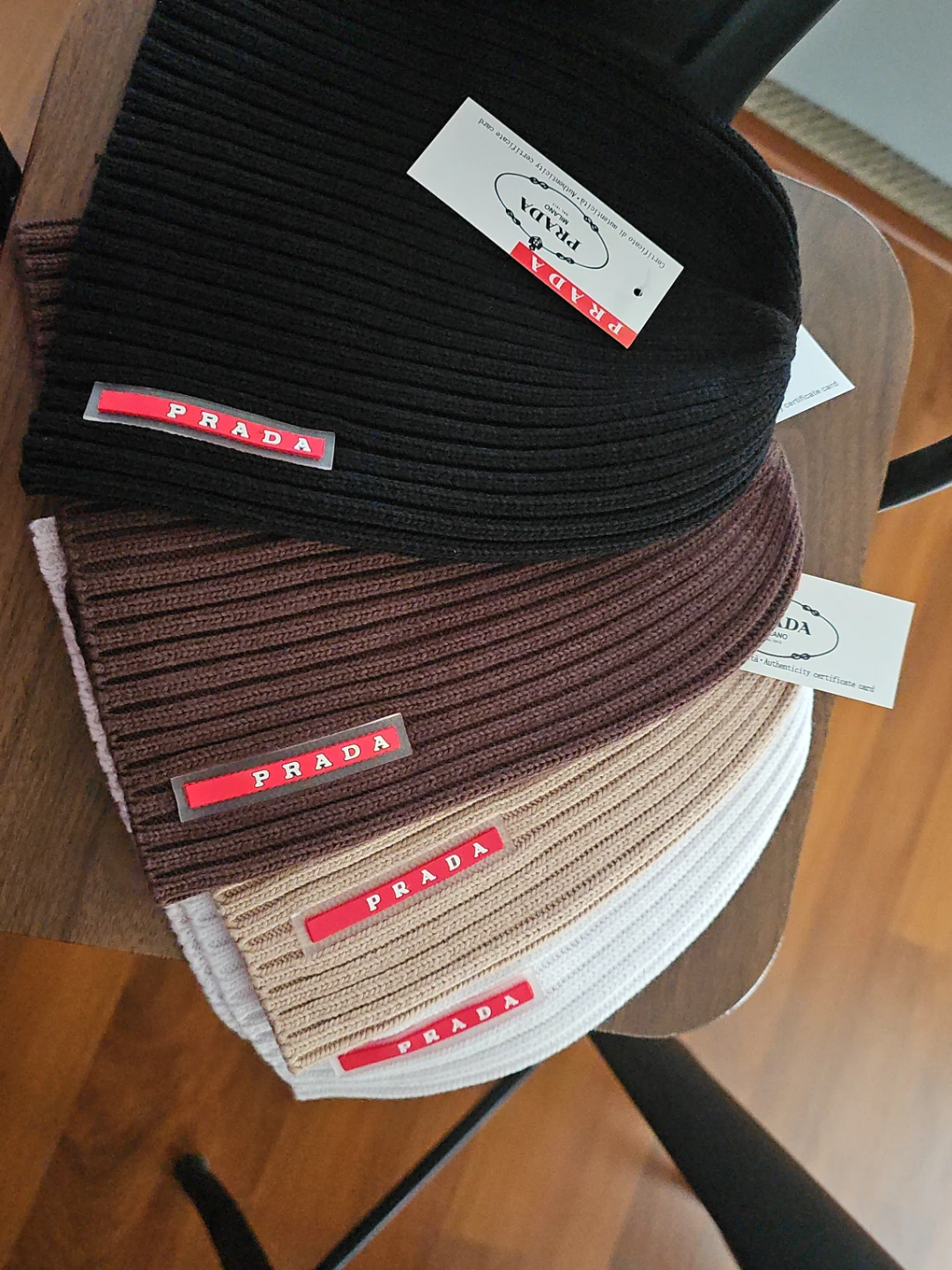 Prada Beanie - Black, Brown, Beige