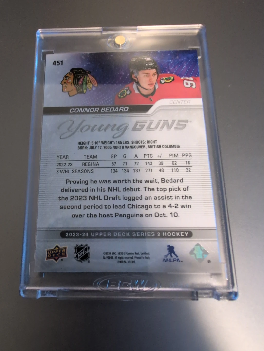 Connor Bedard Young Guns Hockey Card - photo 2