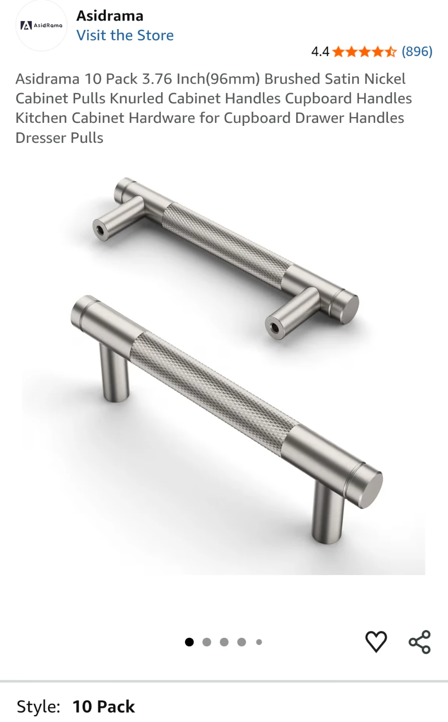 Asidrama 3.75" Brushed Satin Nickel Cabinet Handles (20 pcs)