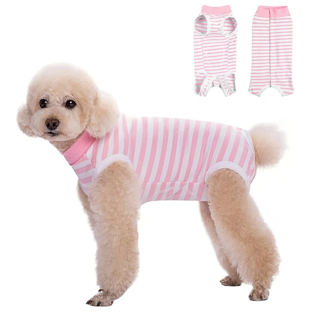 XS Dog Recovery Suit - Purple & White Stripes