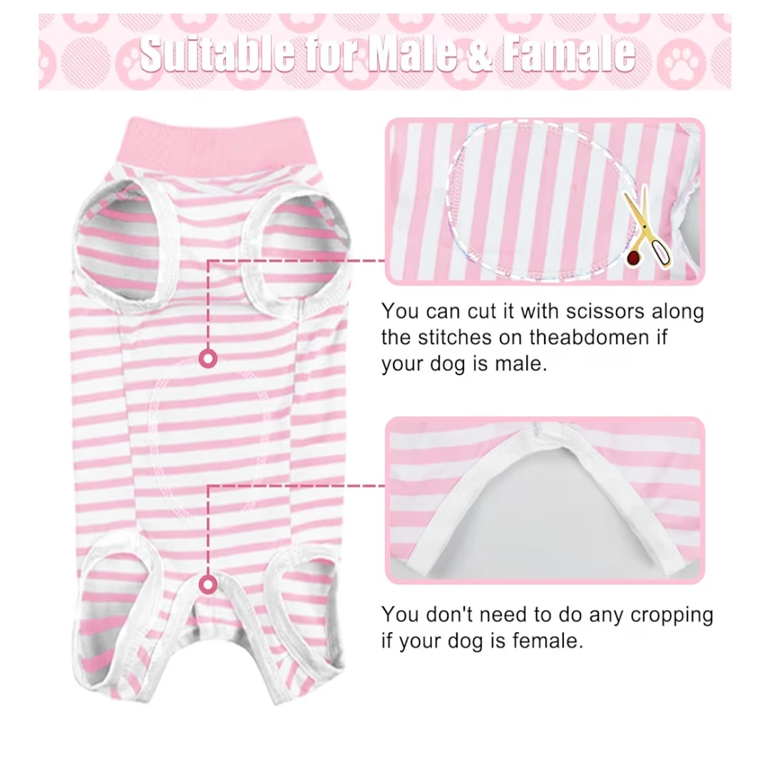 XS Dog Recovery Suit - Purple & White Stripes - photo 3