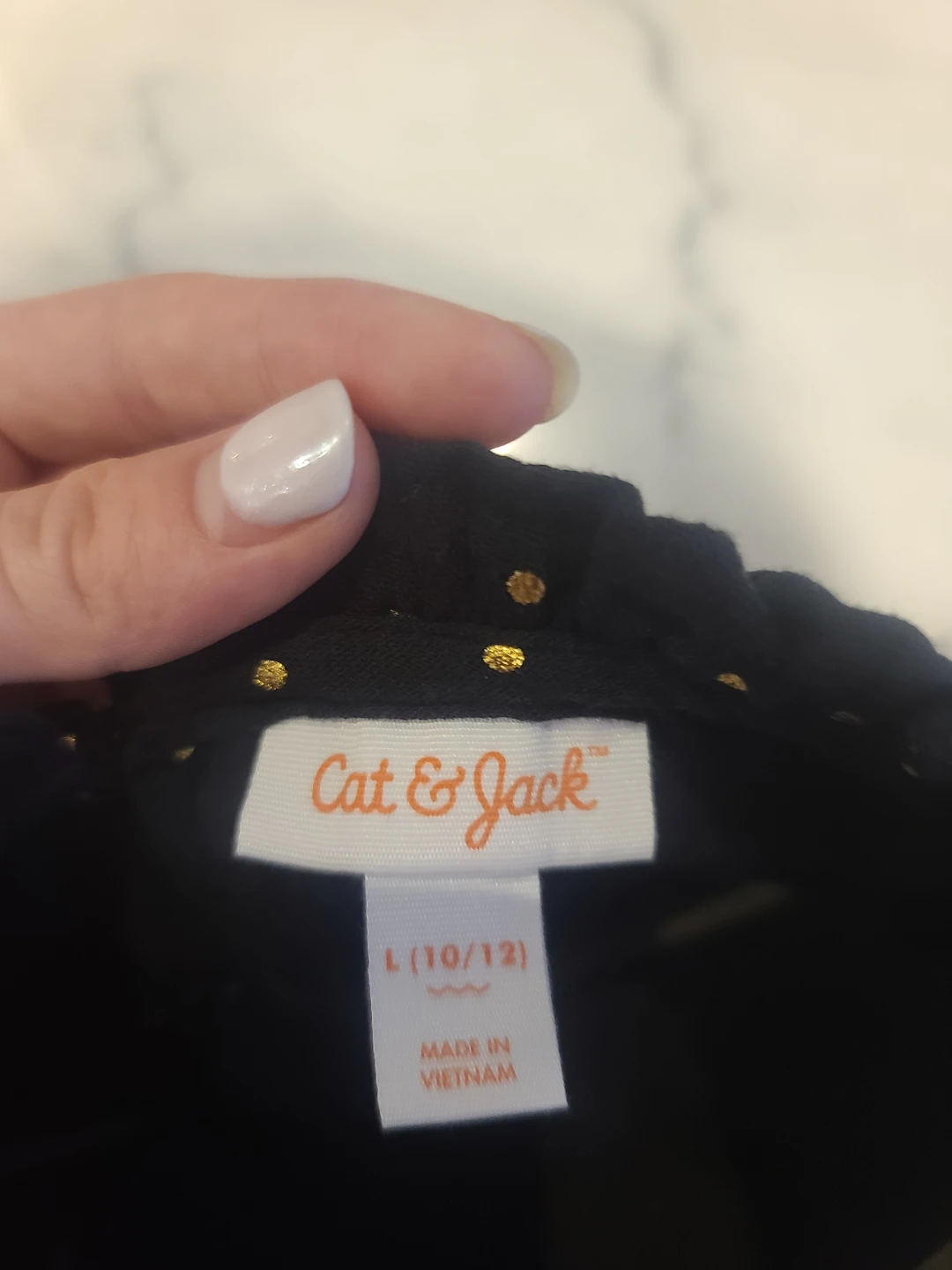 Cat & Jack Black Polka Dot Long Sleeve Top - Size L (10/12) - photo 3