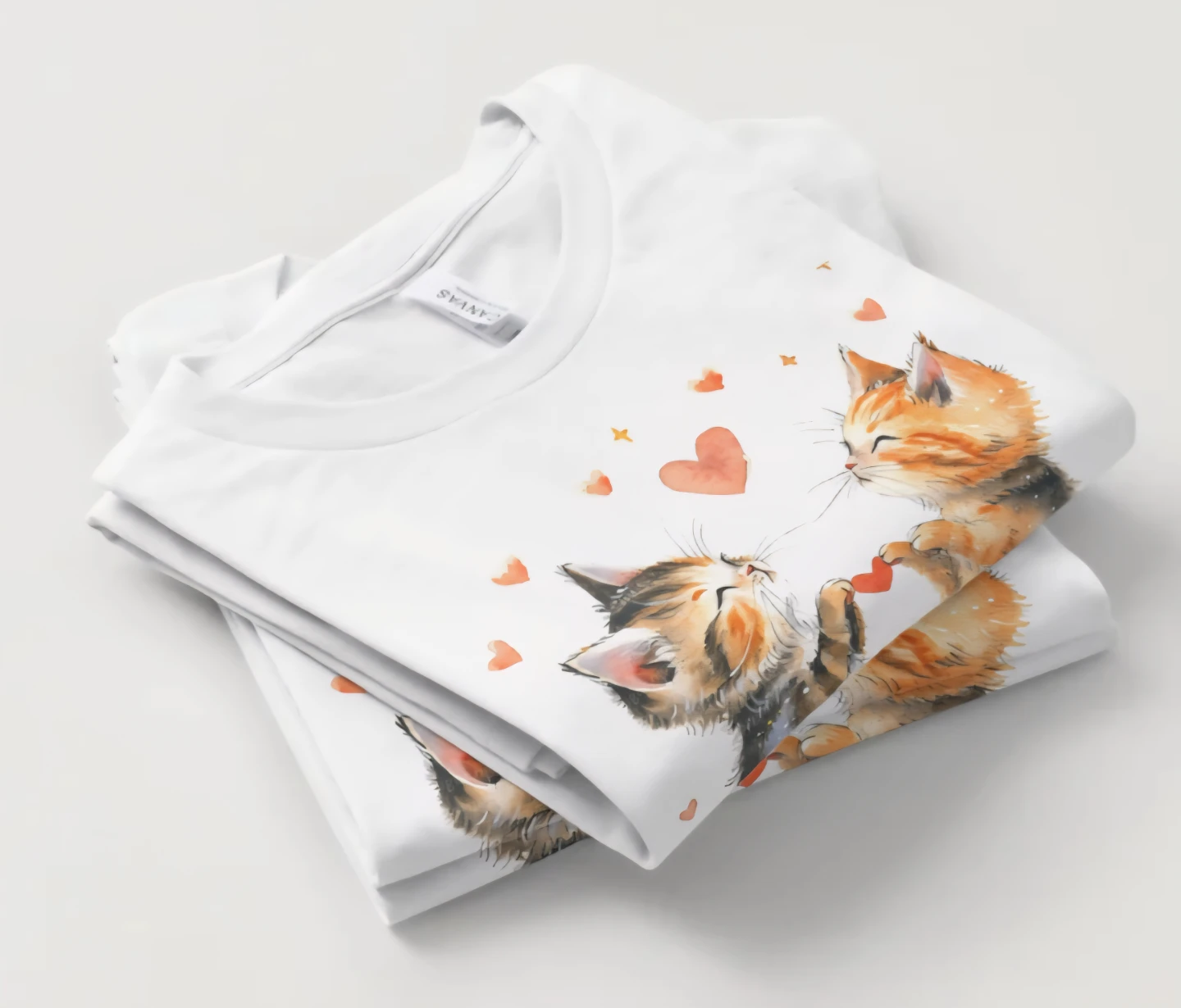 White T-Shirt with Cute Kitten Graphic - photo 4