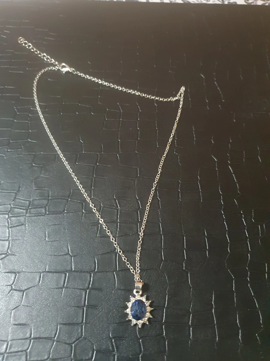 Silver Necklace with Blue Stone Pendant - photo 2