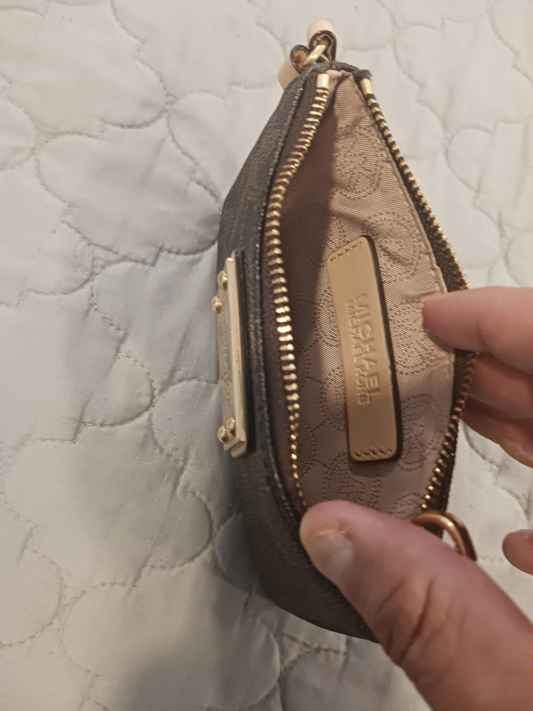 Michael Kors Signature Logo Wristlet Pouch Brown - photo 2