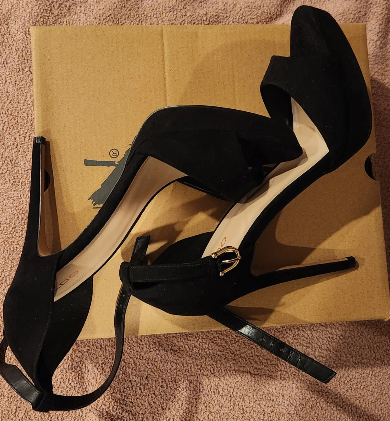 ALDO Black Suede Platform Ankle Strap Heels, plus a free pair - photo 2