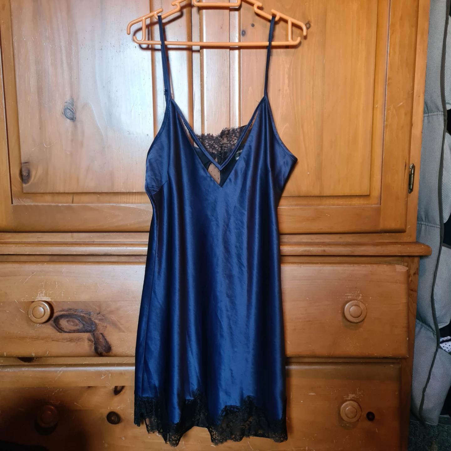 Darjeeling Blue Satin Nightgown Size 42