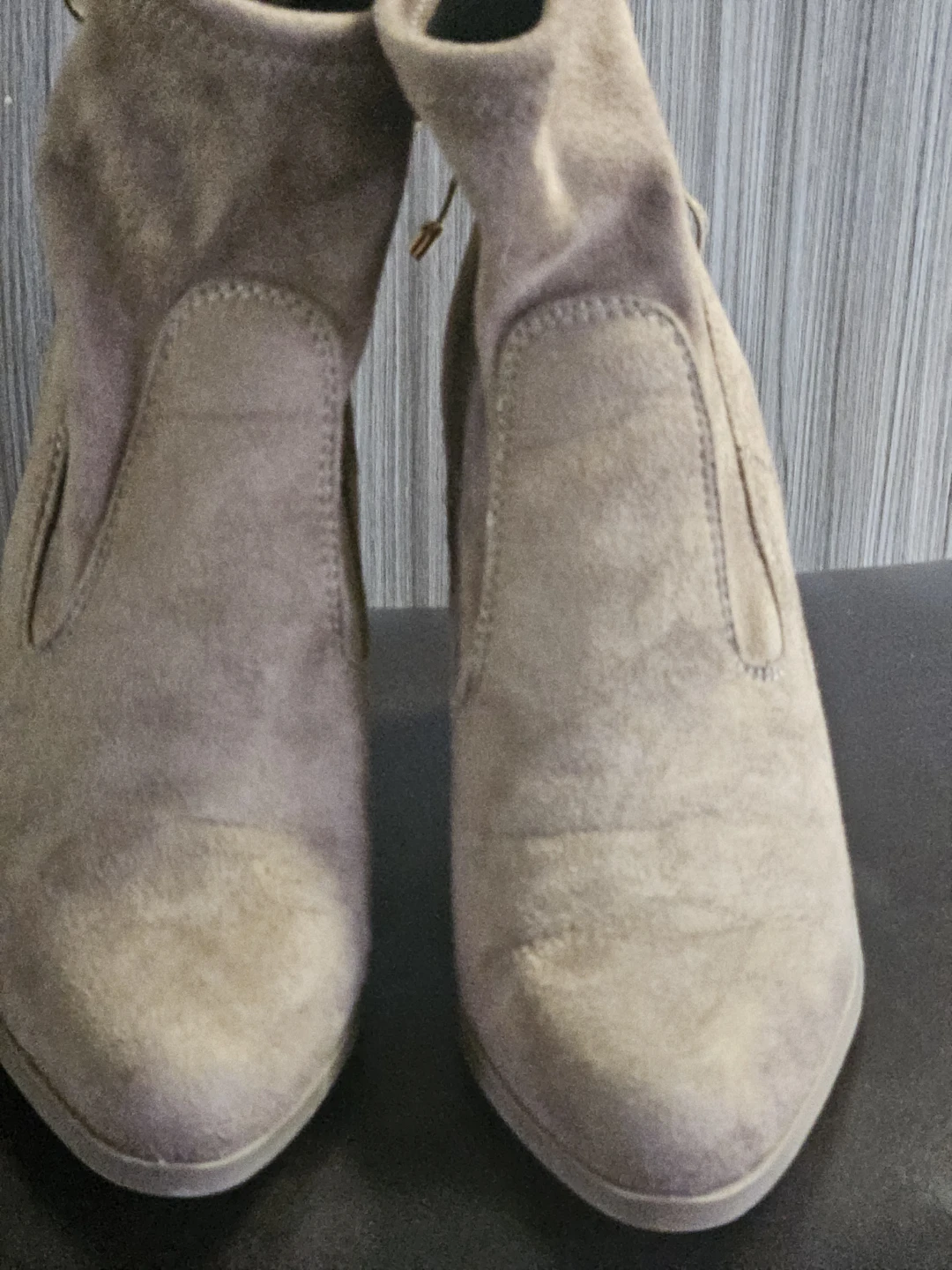 Justfab  Suede  Beige High Heel Ankle Booties size 8 /eu 38.5 - photo 2