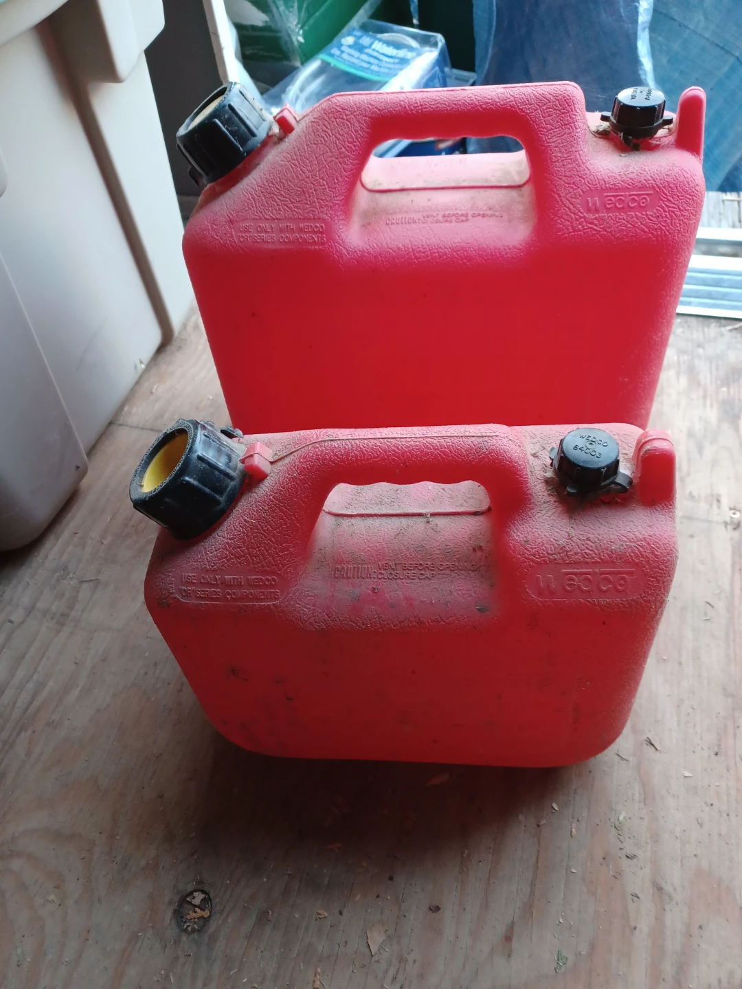 Two Red Wedco 11 ECC Gas Cans