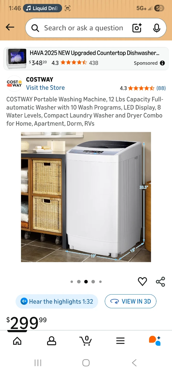 COSTWAY Portable Washing Machine