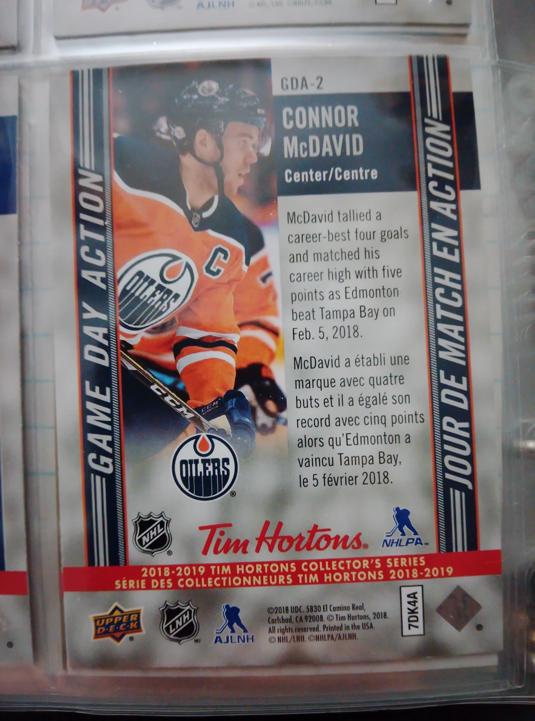 Connor McDavid Tim Hortons Hockey Card - photo 2