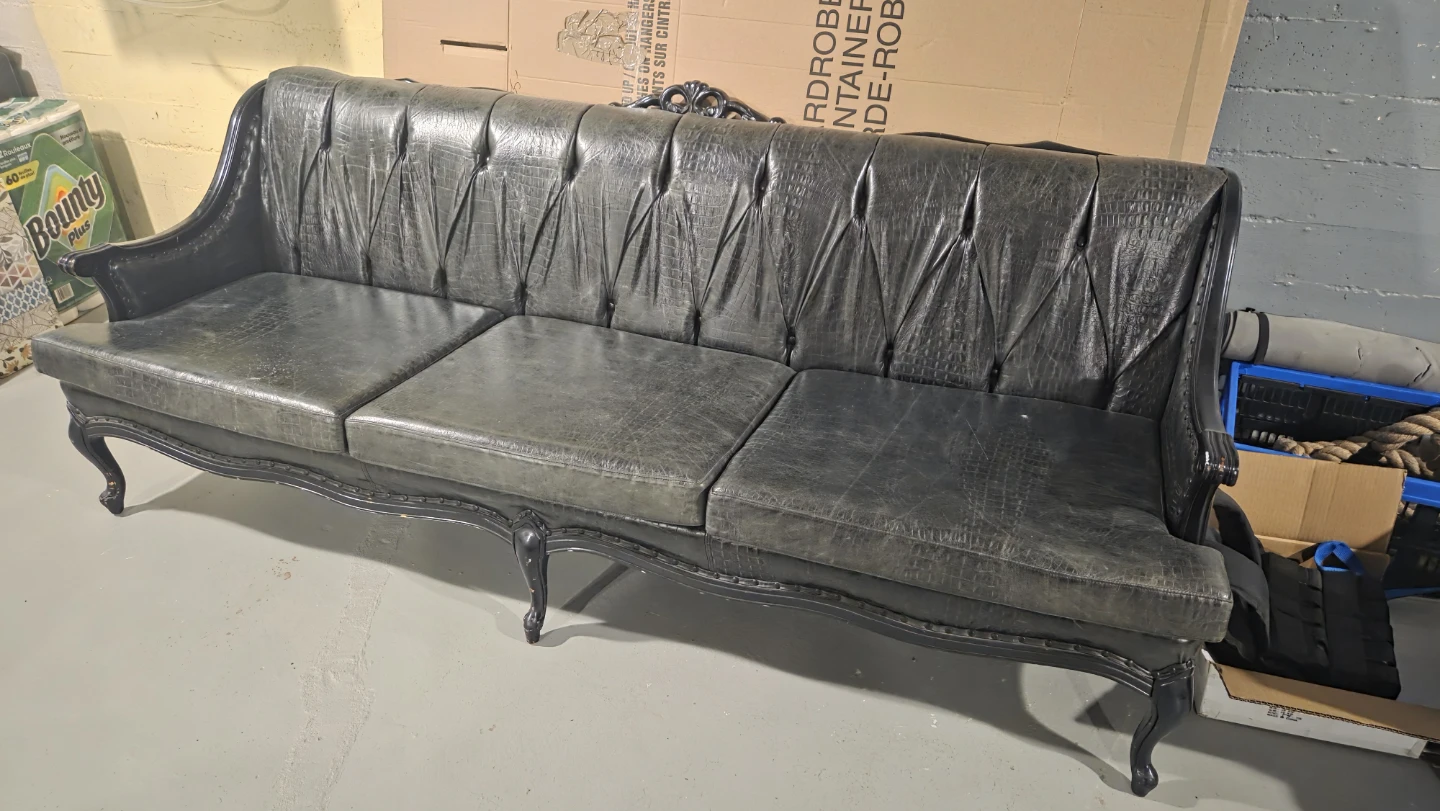 Vintage Black Leather Sofa