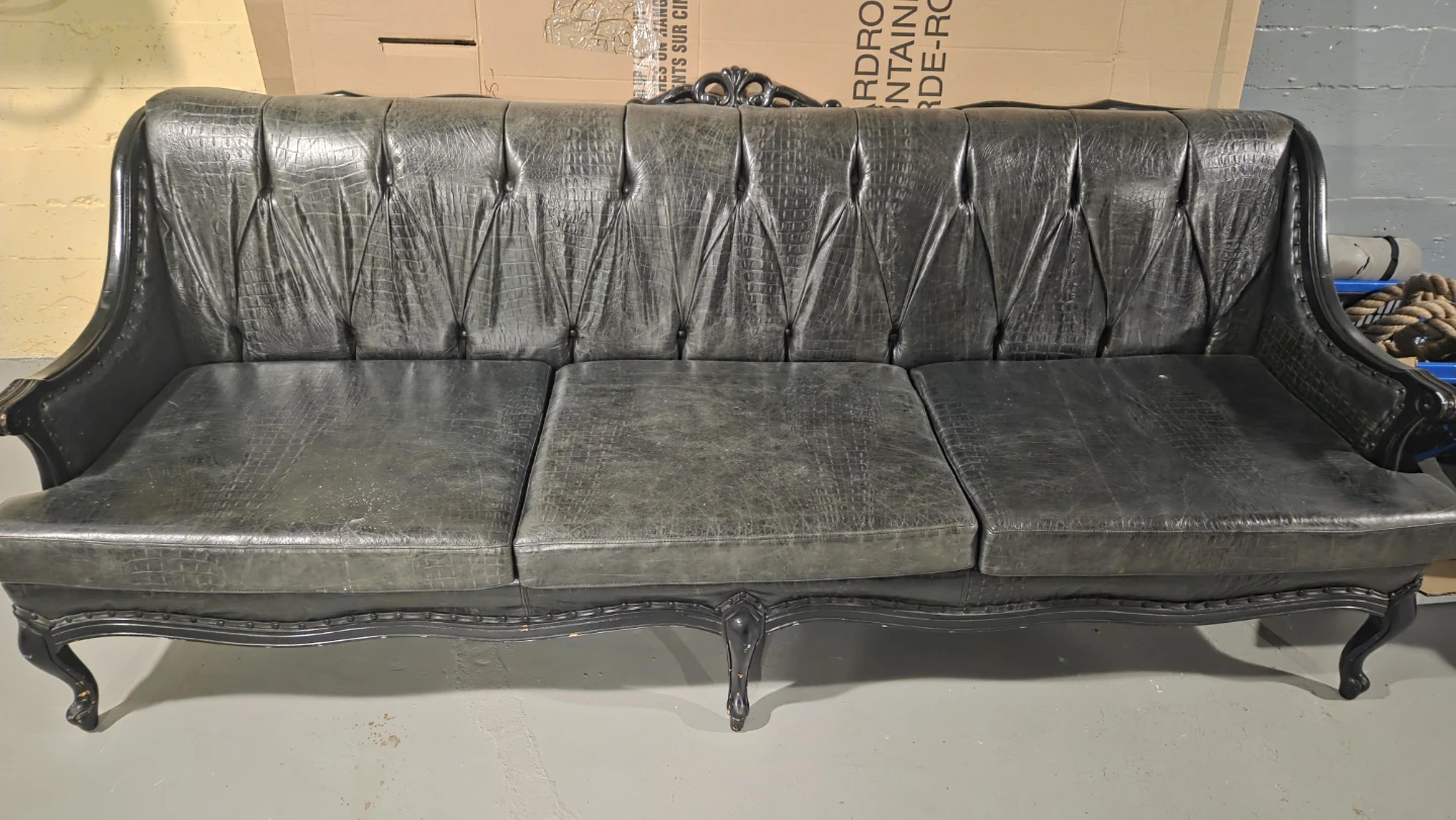 Vintage Black Leather Sofa - photo 2