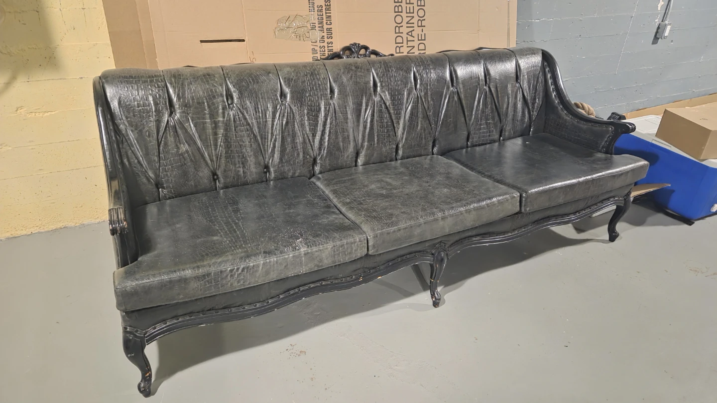 Vintage Black Leather Sofa - photo 3