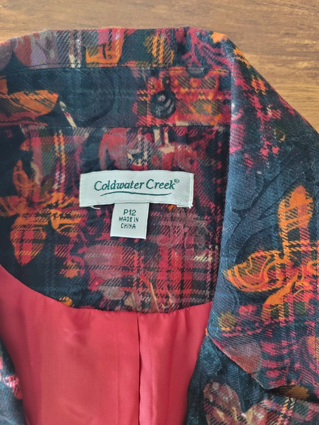 Coldwater Creek Women's Blazer P12 Plaid Floral Print vintage - photo 2