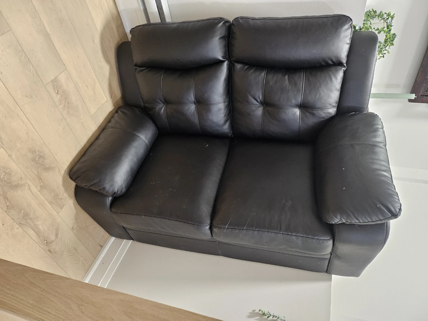 Black Leather Loveseat Sofa