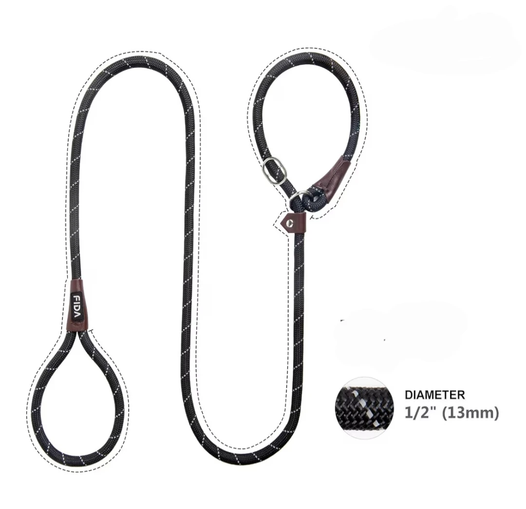 Dog Rope Slip Lead Leash - Black