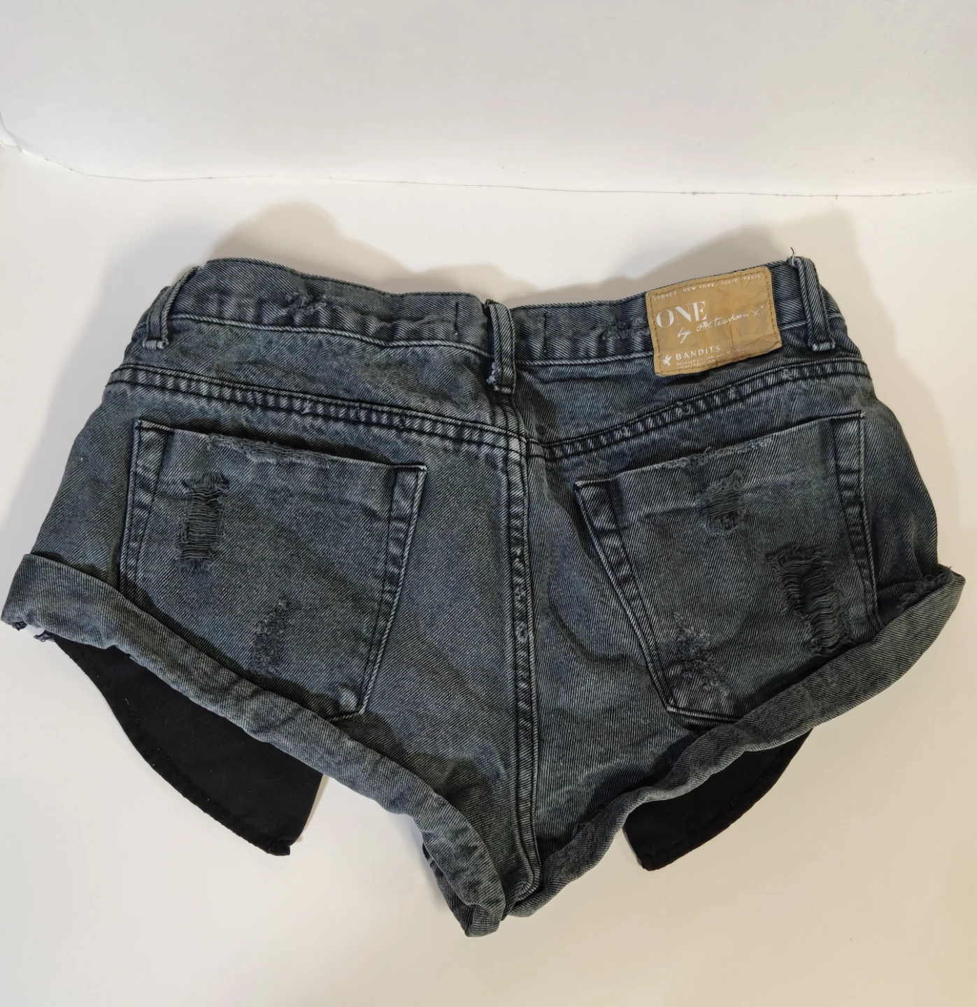 Washed Grey Denim Ripped Shorts - photo 2