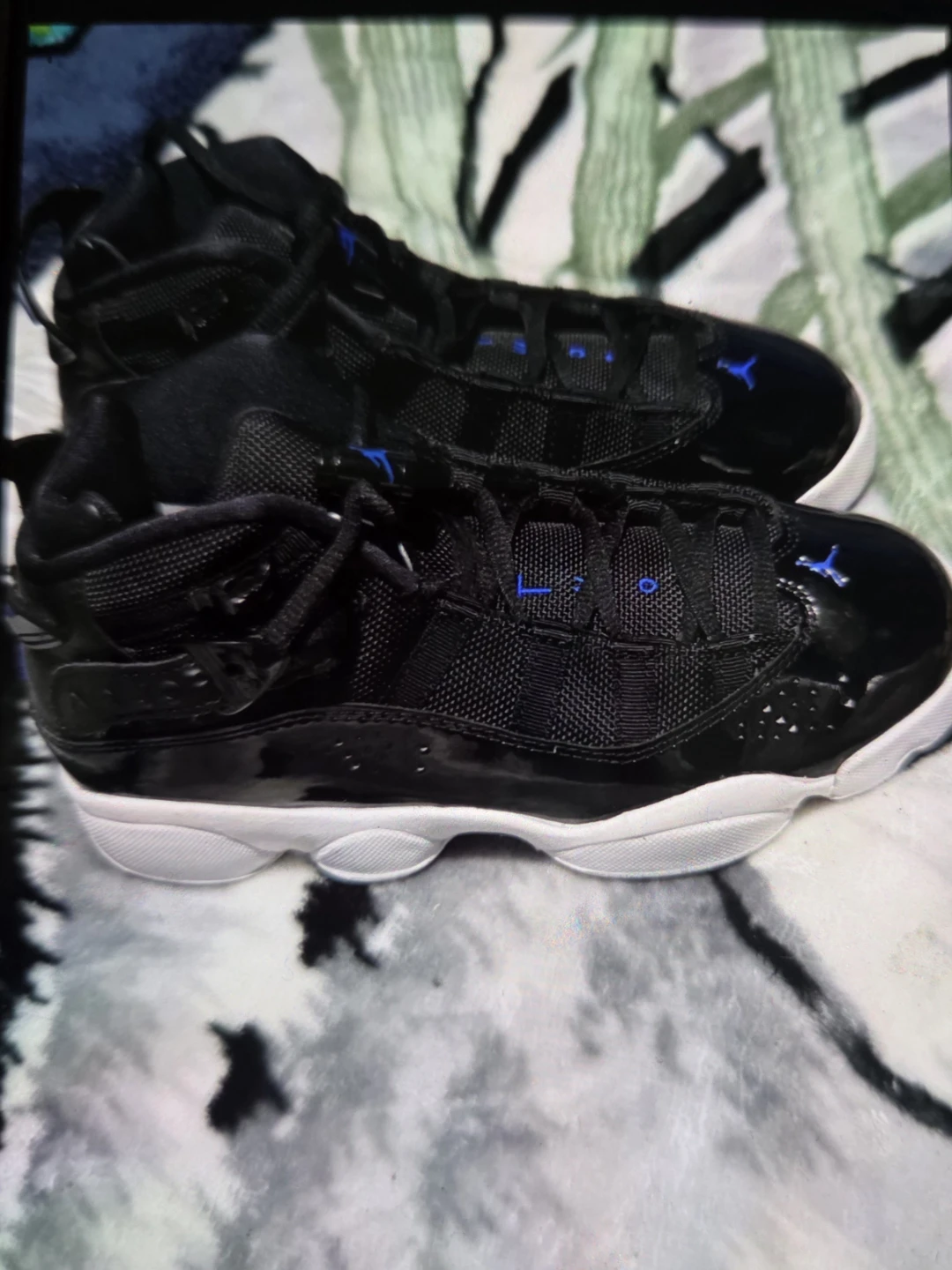 Jordan 6 Rings Black Blue Youth Shoes - photo 2