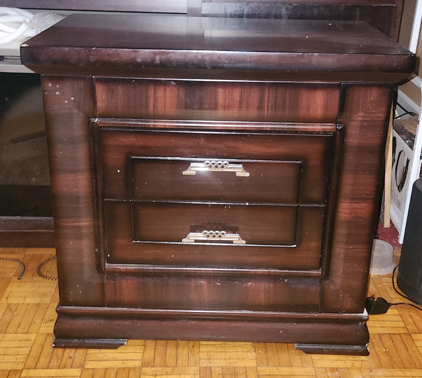 Dark Wood 2-Drawer Nightstand