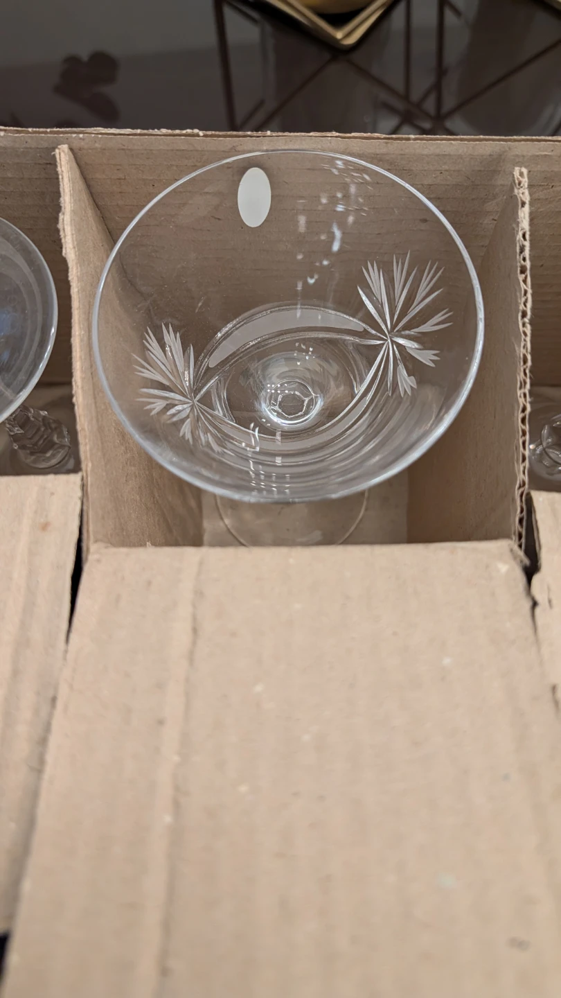 Set of 6 Crystal Martini Glasses