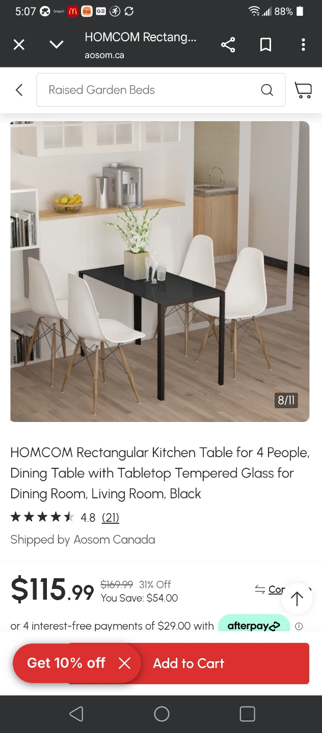🧡NEW BLACK DINING KITCHEN TEMPERED GLASS TABLE - photo 5