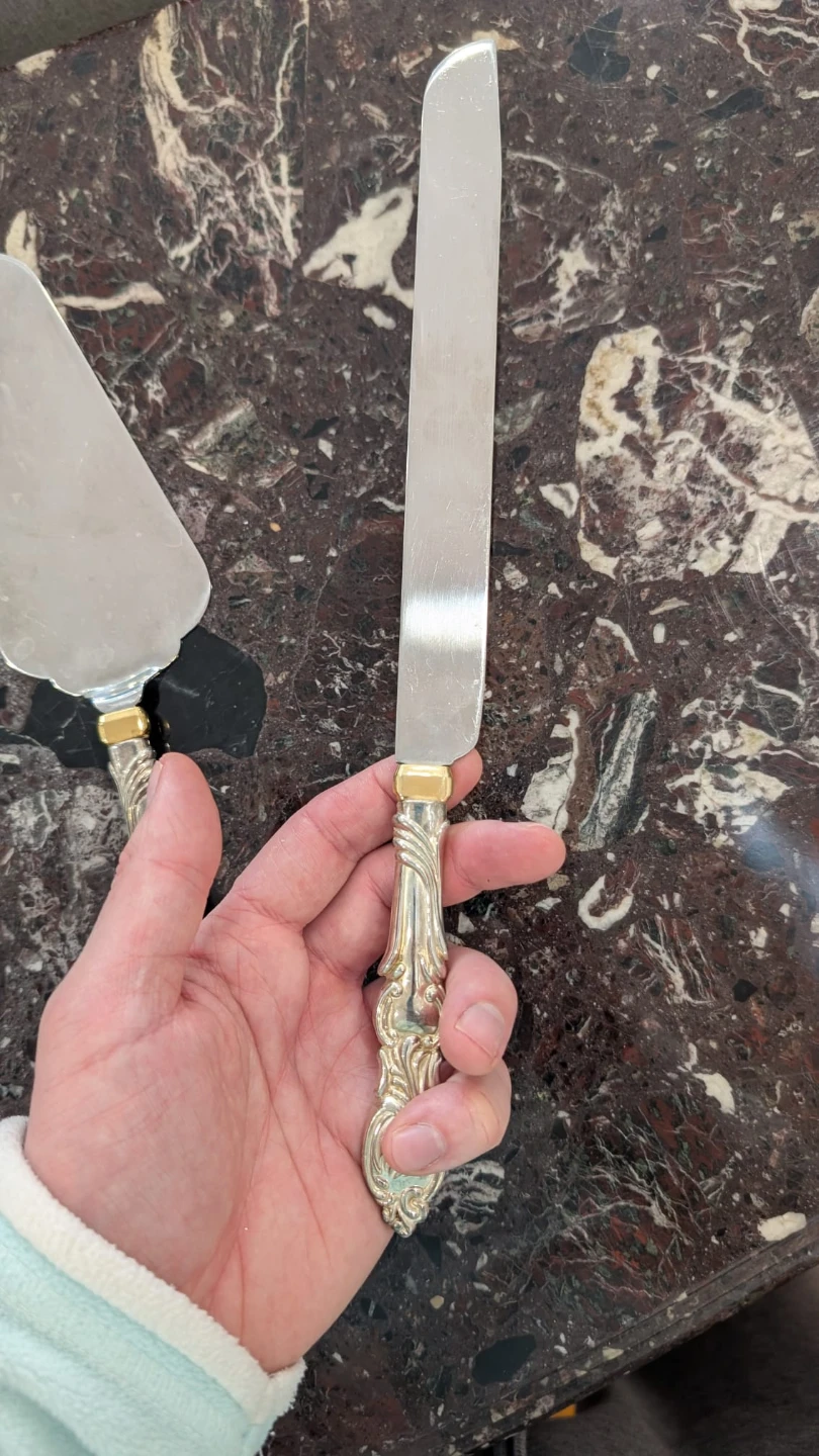 Silver and gold Cake Server and Knife Set - photo 3