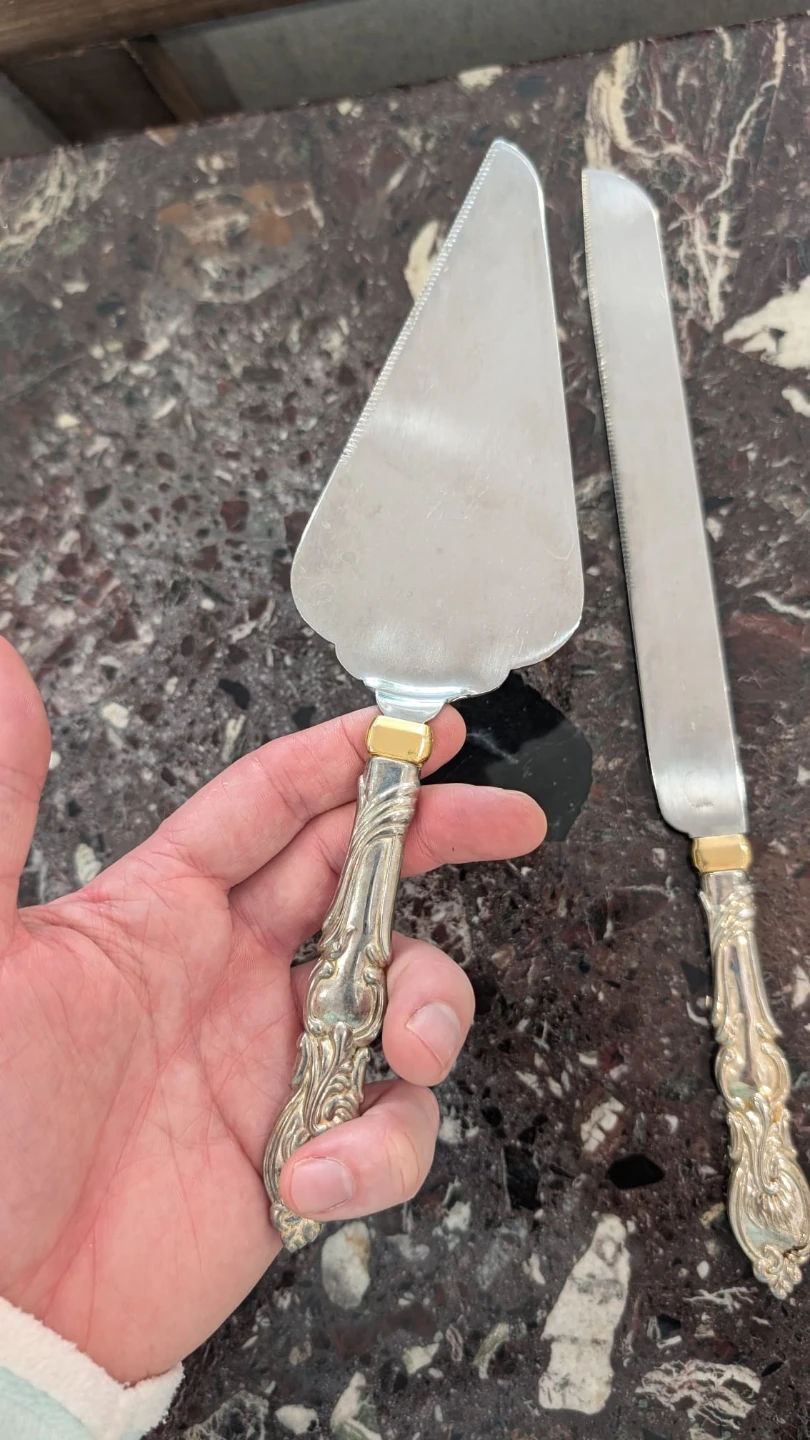 Silver and gold Cake Server and Knife Set - photo 4