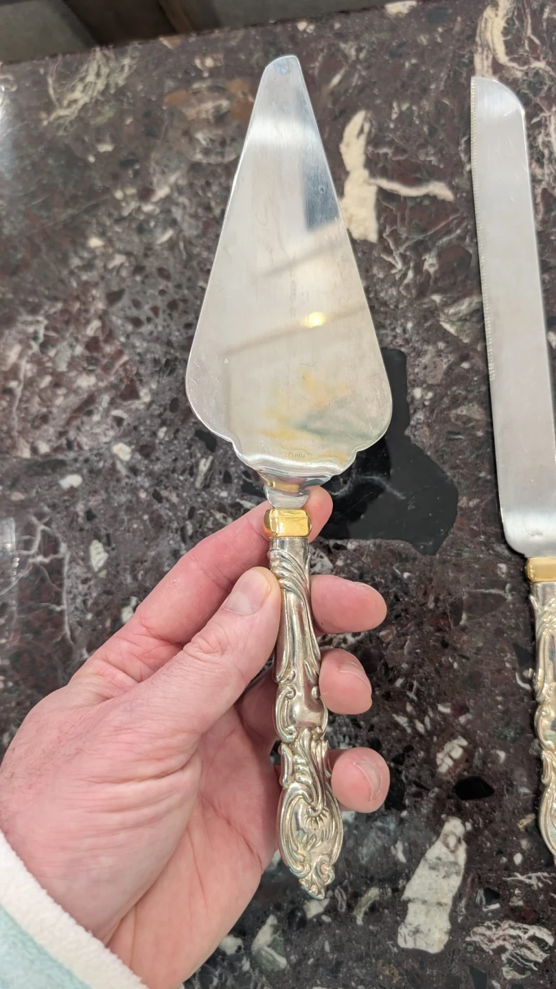 Silver and gold Cake Server and Knife Set - photo 5