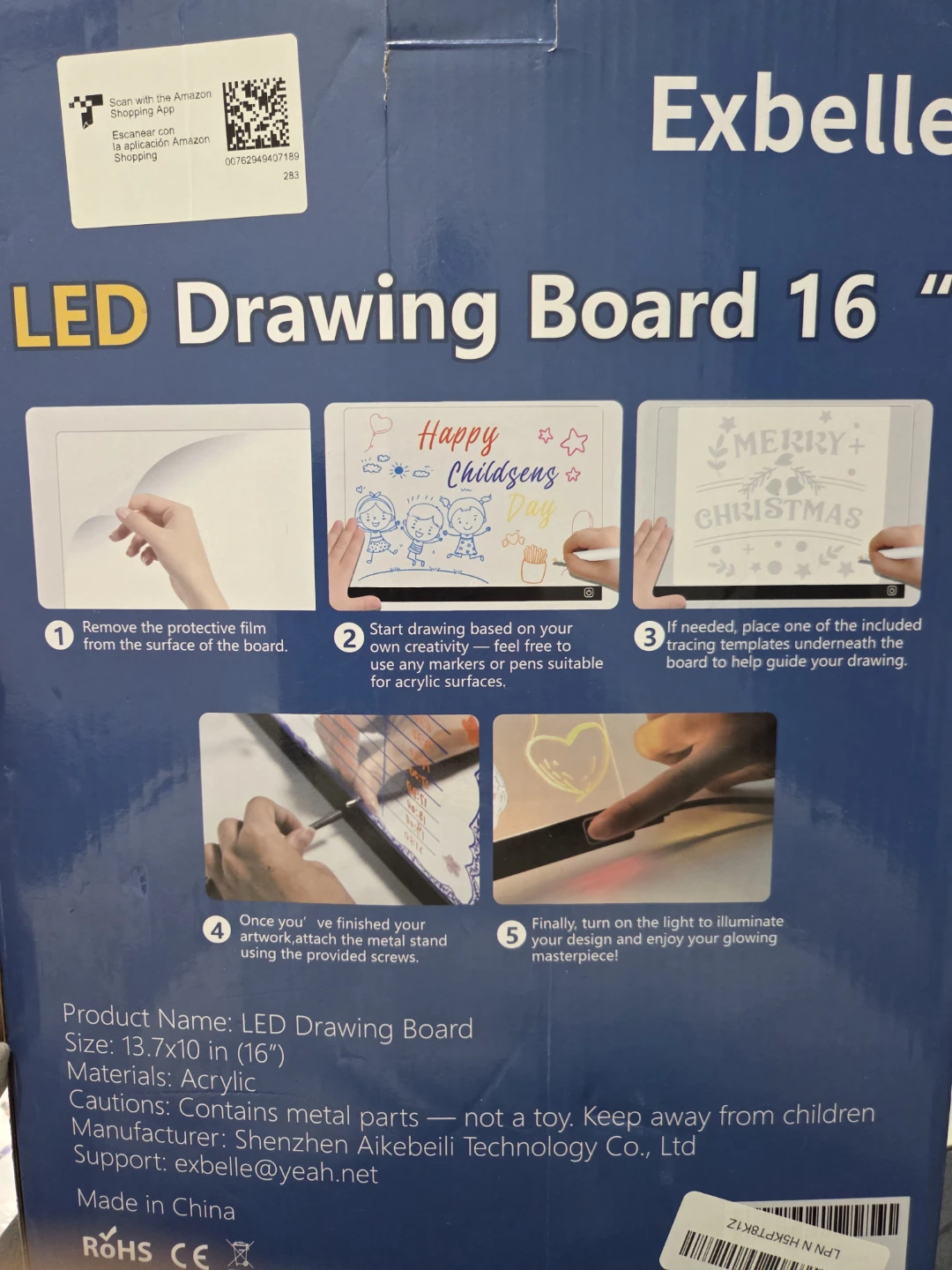 Brand: Exbelle 16“ LED Drawing Board 7 Colors Light Acrylic