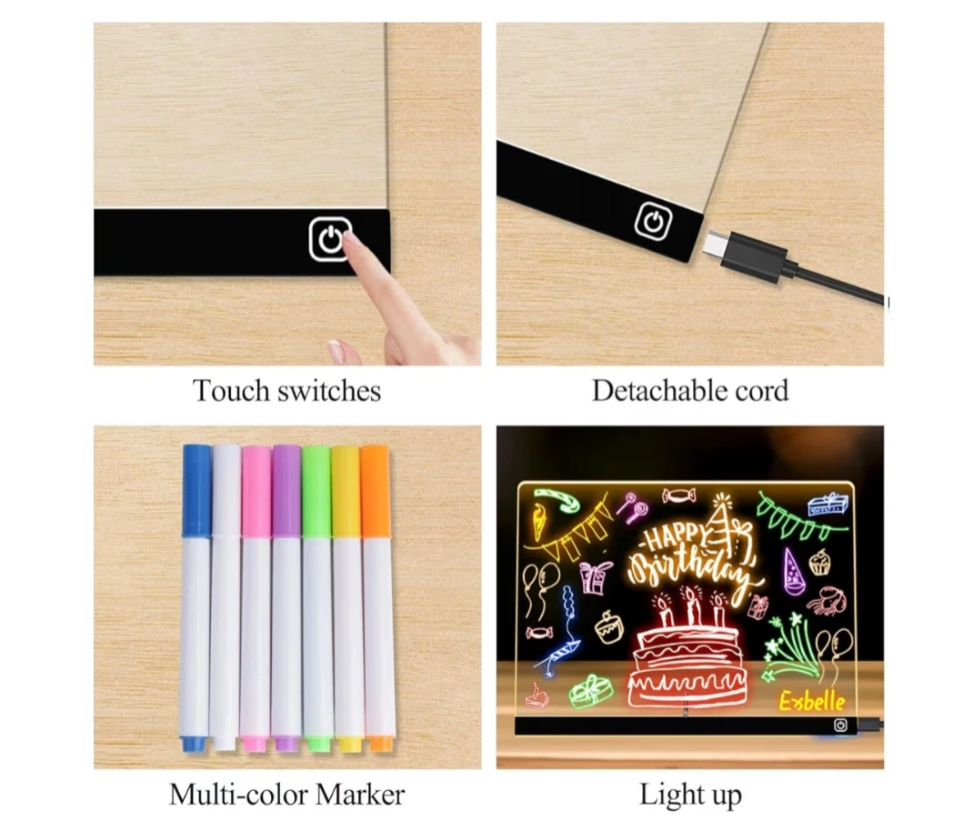 Brand: Exbelle 16“ LED Drawing Board 7 Colors Light Acrylic - photo 2