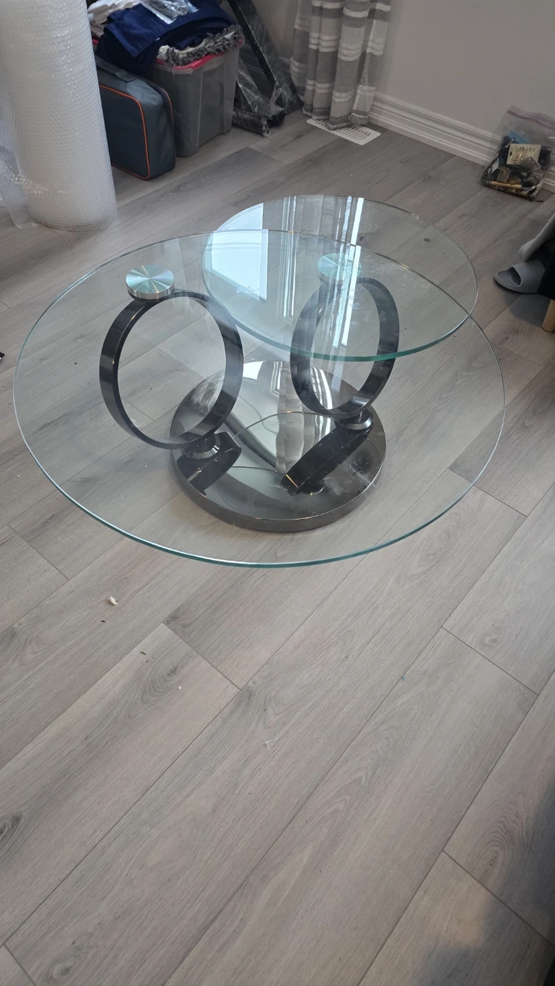 Glass Round Coffee Table and end table - photo 3